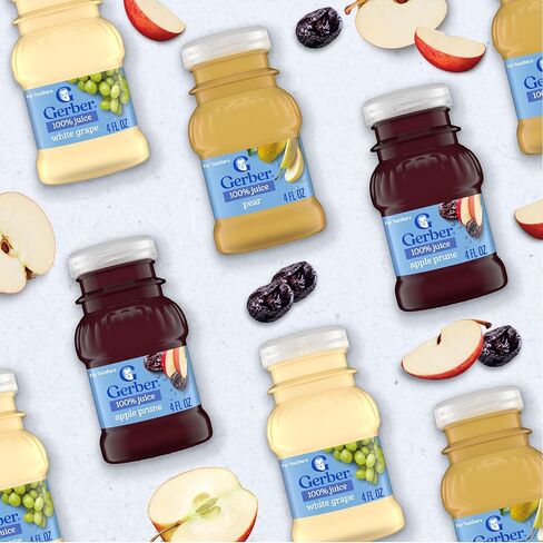 Gerber Apple Prune Juice, Non-GMO Juice from Concentrate, Made for Toddlers, 4-4 FL OZ Bottles Per Pack (Pack of 6) in Saudi Arabia