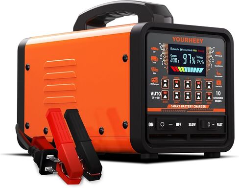 2026 Upgraded 0-20A Car Battery Charger, 12V/24V Heavy Duty Smart Fully Automatic Battery Maintainer with Color LCD Screen, 10-Mode Pulse Repair Trickle Charger for Car Truck Boat Motorcycle in Saudi Arabia
