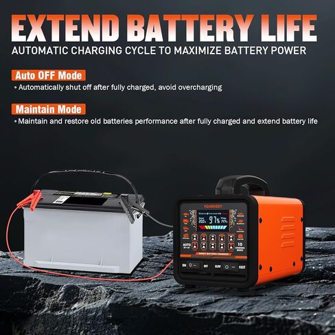 2026 Upgraded 0-20A Car Battery Charger, 12V/24V Heavy Duty Smart Fully Automatic Battery Maintainer with Color LCD Screen, 10-Mode Pulse Repair Trickle Charger for Car Truck Boat Motorcycle in Saudi Arabia