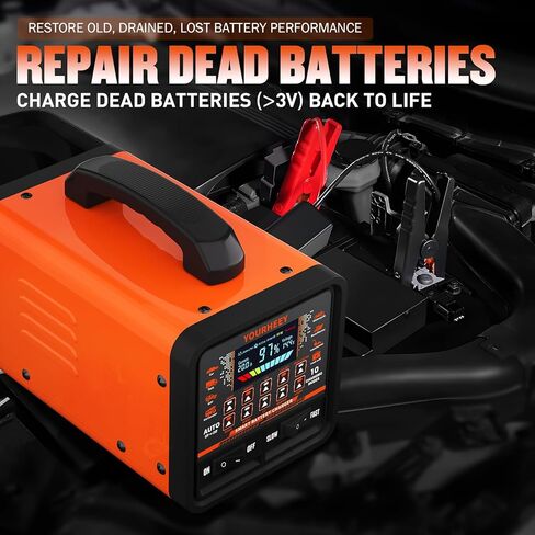 2026 Upgraded 0-20A Car Battery Charger, 12V/24V Heavy Duty Smart Fully Automatic Battery Maintainer with Color LCD Screen, 10-Mode Pulse Repair Trickle Charger for Car Truck Boat Motorcycle in Saudi Arabia