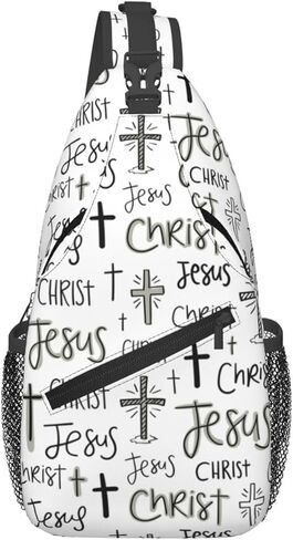 Jesus Christian Cross Crossbody Sling Bag For Women Men Adjustable Chest Bag Cute Shoulder Backpack Daypack For Sport Travel Hiking in Kuwait