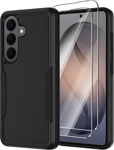 for Samsung Galaxy S26 Case with Screen Protector,Heavy Duty Military Grade Drop Protection Tough Cases,Dual-Layer Shock-Absorbing Dust Proof Rugged Durable Galaxy S 26 Cell Phone Cover 6.3" (Black) in Saudi Arabia