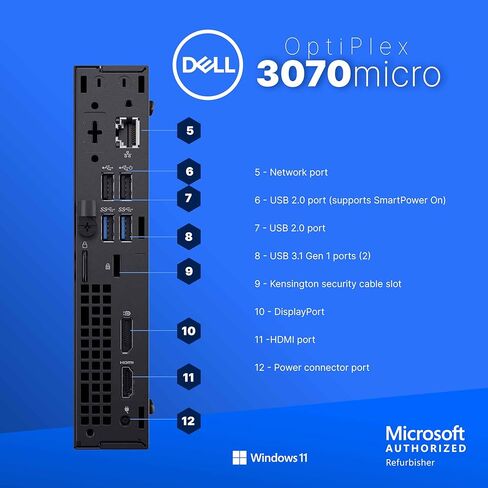 Dell OptiPlex 3070 Mini PC | Intel Core i5 9th Gen Hexa Core | 32GB RAM | 1TB SSD | Windows 11 Pro | WiFi + Bluetooth | RGB Speaker | (Renewed) in Kuwait