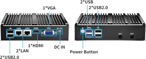 Fanless Mini PC, Industrial PC, Mini Computer Dual Core N2840, 4K HD+VGA, 2Gigabit Ethernet, USB, Mini Desktop PC HD VAG Dual Display, WiFi/Win10/Linux,8GB RAM 128GB SSD in Kuwait