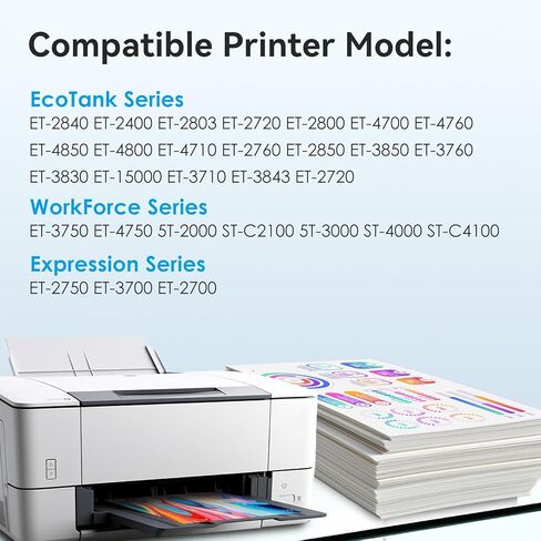 استبدال TOKYOINK لزجاجات إعادة تعبئة الحبر عالية السعة Epson 522 تعمل من أجل EcoTank ET-2800 ET-2803 ET-2400 ET-4800 ET-2720 ET-2840 ET-3850 ET-2850 ET-2850 ET-4700 ET-4800 ET-15000 6 حزم in Kuwait
