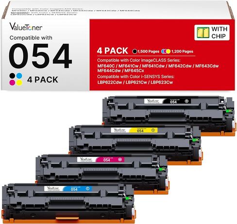 Compatible Canon 054 Toner Cartridge Set 4 Pack Replacement for Canon MF642cdw Toner Cartridges, Work for Color ImageCLASS MF642cdw MF644cdw MF641CW LBP622Cdw (4 Pack with Canon Cartridge 054) in Kuwait
