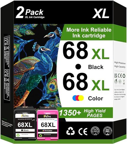 خراطيش حبر 68XL بديلة لخراطيش حبر HP 68e 68 XL حزمة كومبو سوداء اللون متوافقة مع طابعة HP Envy 6155e، 6500e، 6552e، 6555e، 6558e، 6100e، 6152e (عبوتان) in Kuwait