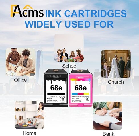 خراطيش حبر 68XL بديلة لخراطيش حبر HP 68e 68 XL حزمة كومبو سوداء اللون متوافقة مع طابعة HP Envy 6155e، 6500e، 6552e، 6555e، 6558e، 6100e، 6152e (عبوتان) in Kuwait