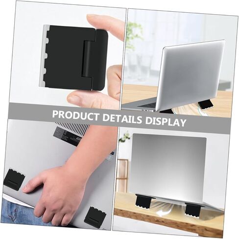 4pcs Black Foldable Laptop Cooling Stand Riser with Anti-Slip Feet, Portable Ergonomic Notebook Airflow Holder for Desk and Travel Use in Kuwait