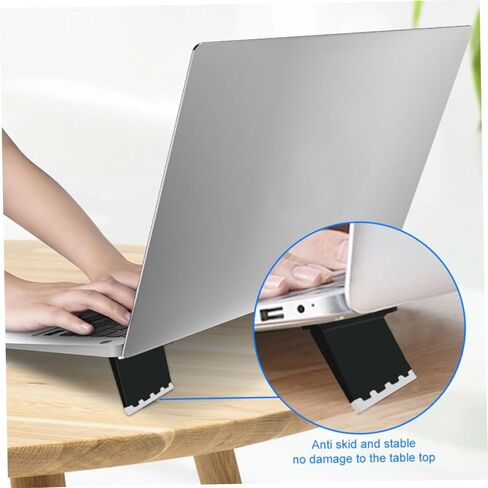 4pcs Black Foldable Laptop Cooling Stand Riser with Anti-Slip Feet, Portable Ergonomic Notebook Airflow Holder for Desk and Travel Use in Kuwait