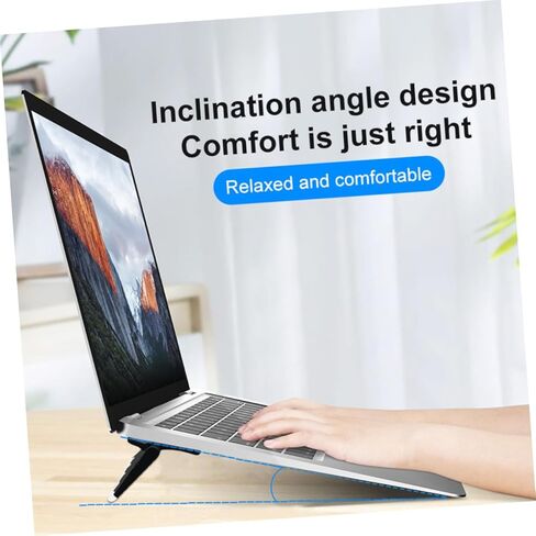 4pcs Black Foldable Laptop Cooling Stand Riser with Anti-Slip Feet, Portable Ergonomic Notebook Airflow Holder for Desk and Travel Use in Kuwait