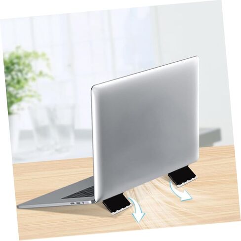 4pcs Black Foldable Laptop Cooling Stand Riser with Anti-Slip Feet, Portable Ergonomic Notebook Airflow Holder for Desk and Travel Use in Kuwait