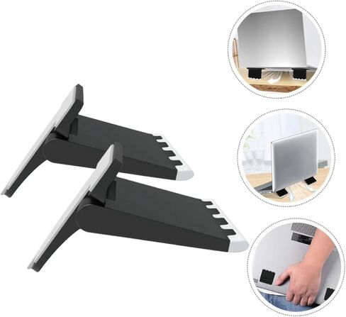4pcs Black Foldable Laptop Cooling Stand Riser with Anti-Slip Feet, Portable Ergonomic Notebook Airflow Holder for Desk and Travel Use in Kuwait