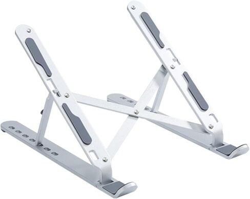 Uonlytech Adjustable Aluminum Laptop Stand Foldable Computer Bracket with Heat Dissipation for Portable Notebook Use, Silver Portable Desk Riser Compatible with Laptops and Tablets in Kuwait