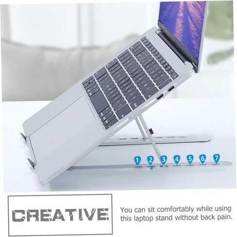 Uonlytech Adjustable Aluminum Laptop Stand Foldable Computer Bracket with Heat Dissipation for Portable Notebook Use, Silver Portable Desk Riser Compatible with Laptops and Tablets in Kuwait