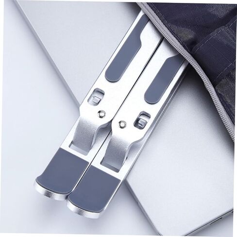 Uonlytech Adjustable Aluminum Laptop Stand Foldable Computer Bracket with Heat Dissipation for Portable Notebook Use, Silver Portable Desk Riser Compatible with Laptops and Tablets in Kuwait