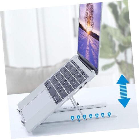 Uonlytech Adjustable Aluminum Laptop Stand Foldable Computer Bracket with Heat Dissipation for Portable Notebook Use, Silver Portable Desk Riser Compatible with Laptops and Tablets in Kuwait
