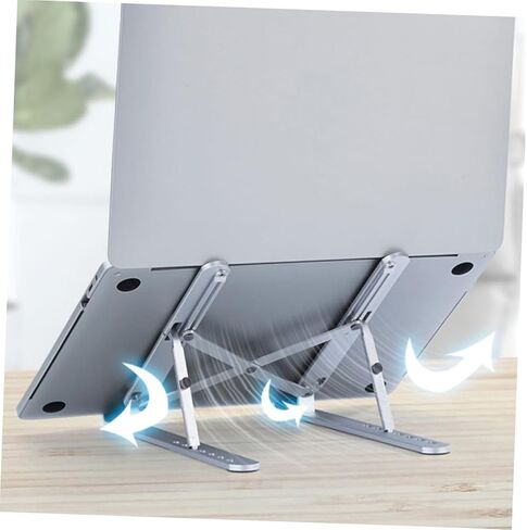 Uonlytech Adjustable Aluminum Laptop Stand Foldable Computer Bracket with Heat Dissipation for Portable Notebook Use, Silver Portable Desk Riser Compatible with Laptops and Tablets in Kuwait