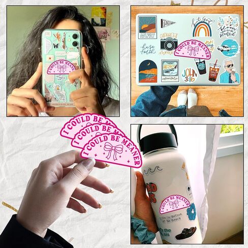3 عبوات من ملصقات I Can Be Meaner Coquette Sarcastic Sarcasm Minimalist Introvert Girly ملصق فينيل مقاوم للماء لزجاجة المياه وحافظة الهاتف وهدايا الكمبيوتر المحمول للسيارة مقاس 2 بوصة in Kuwait