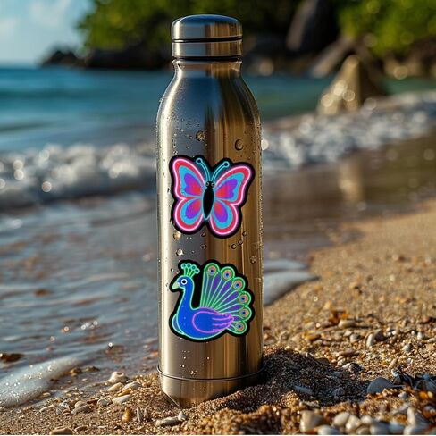 50 Pcs Water Bottle Stickers Cool Neon Animal Sticker, Waterproof Vinyl Stickers for Adults Teens Water Bottles Bicycle Skateboard Scrapbook Decals Luggage Laptop etc in Kuwait