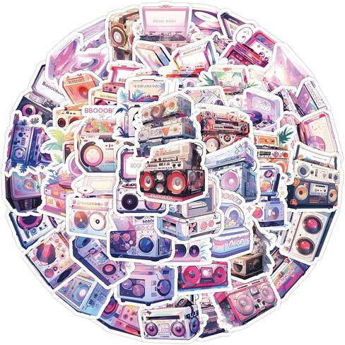 50 قطعة من ملصقات Y2K Retro Boombox الرائعة، ملصقات مشغل موسيقى الراديو الجمالية المقاومة للماء من الفينيل لليوميات، الكمبيوتر المحمول، زجاجة مياه، مخطط، سجل القصاصات، حافظة الهاتف، الأمتعة، لوح التزلج، ديكور DIY in Kuwait