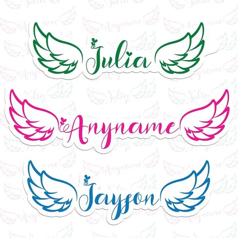 Custom Angel Wings Name Sticker Personalized Text with Fairy Style Decal Waterproof Vinyl Decal for Water Bottles Tumbler Laptop Hard Hat Car Kindle Gifts for Girl Boy in Kuwait