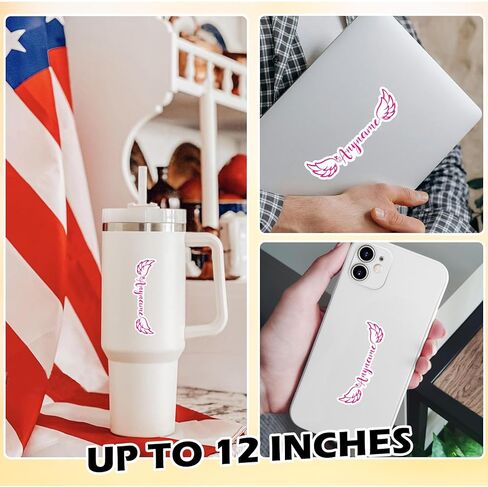 Custom Angel Wings Name Sticker Personalized Text with Fairy Style Decal Waterproof Vinyl Decal for Water Bottles Tumbler Laptop Hard Hat Car Kindle Gifts for Girl Boy in Kuwait
