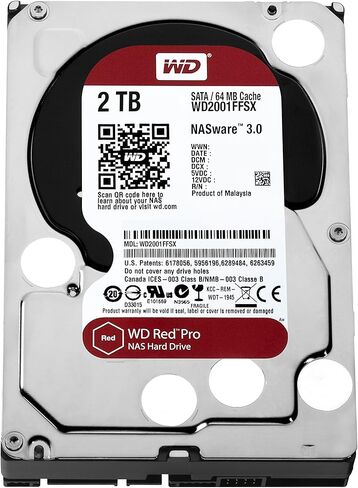 محرك الأقراص الصلبة WD Red Pro NAS سعة 2 تيرابايت - 7200 دورة في الدقيقة SATA 6 جيجابايت/ثانية وذاكرة تخزين مؤقت 64 ميجابايت 3.5 بوصة - WD2001FFSX (متجدد) in Kuwait