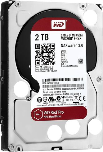 محرك الأقراص الصلبة WD Red Pro NAS سعة 2 تيرابايت - 7200 دورة في الدقيقة SATA 6 جيجابايت/ثانية وذاكرة تخزين مؤقت 64 ميجابايت 3.5 بوصة - WD2001FFSX (متجدد) in Kuwait