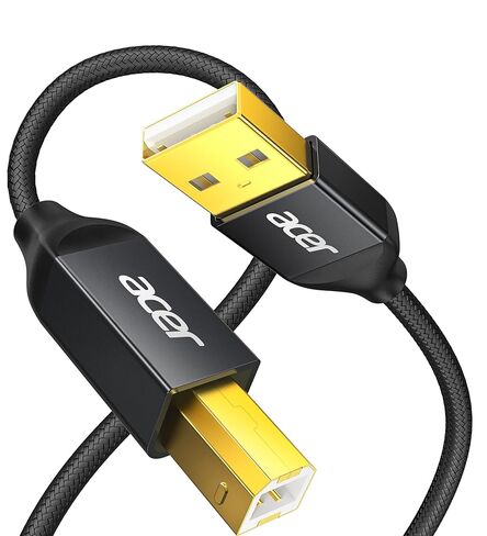 acer Printer Cable 10ft, USB A to USB B Cable, High Speed Nylon Scanner Printer Cord, Aluminum Case & Gold-Plated, USB 2.0 B Cable for HP, Canon, Brother, Samsung, Dell, Epson, Lexmark, Xerox and More in Kuwait