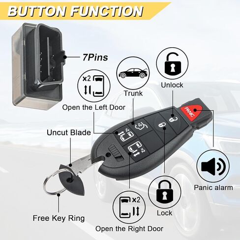 Vurkcy Key Fob Kit Replacement for 2008-2020 Dodge Grand Caravan/ 2008-2016 Chrysler Town Country Car Keyless Entry Remote Control, M3N5WY783X IYZ-C01C, 6 Btn in Kuwait