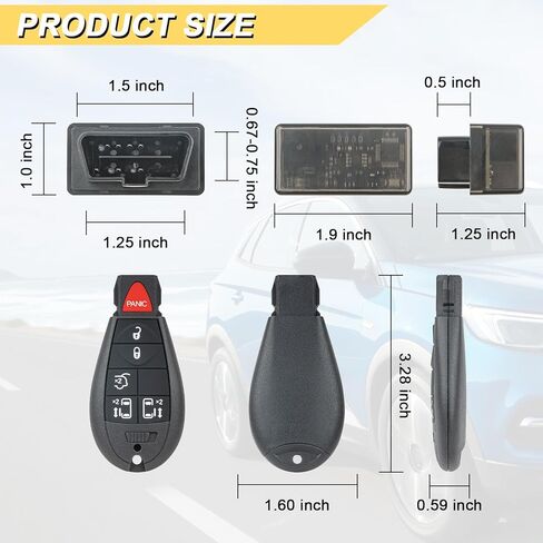 Vurkcy Key Fob Kit Replacement for 2008-2020 Dodge Grand Caravan/ 2008-2016 Chrysler Town Country Car Keyless Entry Remote Control, M3N5WY783X IYZ-C01C, 6 Btn in Kuwait