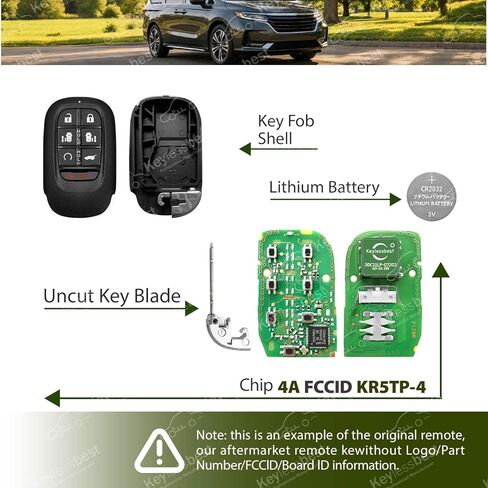 Replacement for 2025 2026 Honda Odyssey Key Fob Remote Control KR5TP-4 7 Buttons 433MHz in Kuwait