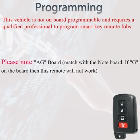 SUPALAND Smart Key Fob Keyless Entry Fits for Toyota Highlander 2014 2015 2016 2017 2018 2019 Remote Control Key Replacement HYQ14FBA, 281451-2110 (AG Board) 4 Buttons in Kuwait