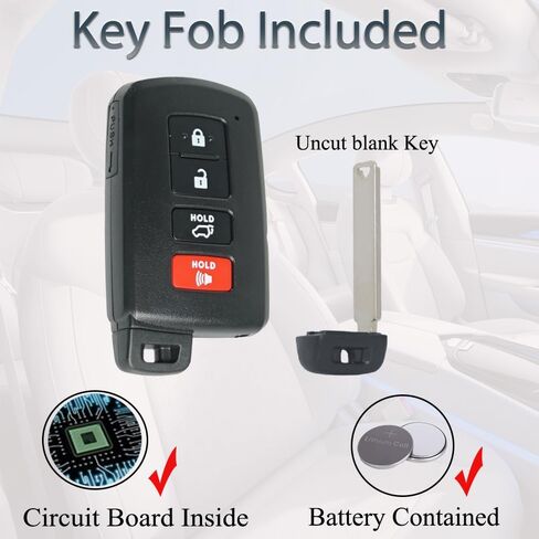 SUPALAND Smart Key Fob Keyless Entry Fits for Toyota Highlander 2014 2015 2016 2017 2018 2019 Remote Control Key Replacement HYQ14FBA, 281451-2110 (AG Board) 4 Buttons in Kuwait