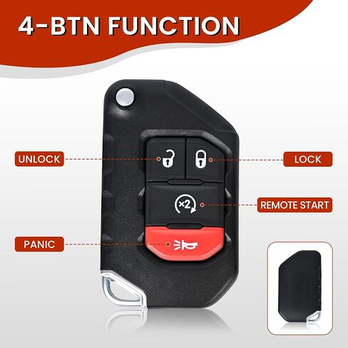 Key Fob Replacement Keyless Entry Remote Control 4-Button Compatible with 2018-2024 Jeep Wrangler 2020-2024 Gladiator Replace FCC ID OHT1130261 433MHZ in Kuwait