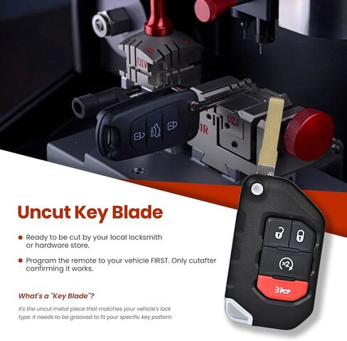 Key Fob Replacement Keyless Entry Remote Control 4-Button Compatible with 2018-2024 Jeep Wrangler 2020-2024 Gladiator Replace FCC ID OHT1130261 433MHZ in Kuwait