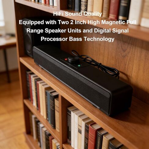Pomya Computer Speaker Bluetooth 5.0 USB Powered HiFi Stereo Desktop Speaker with Dynamic RGB Lighting, Rotary Knob Volume Control, 2.0 Channel Sound for PC Laptop in Kuwait