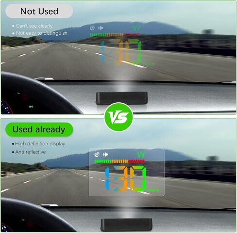 Luxshiny قطعتان من غشاء الزجاج الأمامي العاكس HUD: 6.3 بوصة × 4.7 بوصة شاشة عرض عالية الدقة عالمية، طبقة حماية، جهاز عرض ثابت للملاحة GPS وعداد السرعة in Kuwait