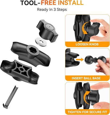 OHLPRO Double Socket Arm for RAM Mounts B Size 1" Ball Components, Durable Mounting Arm Extension Adapter for Car Dash, Truck, Boat Phone Holder and GPS. in Kuwait