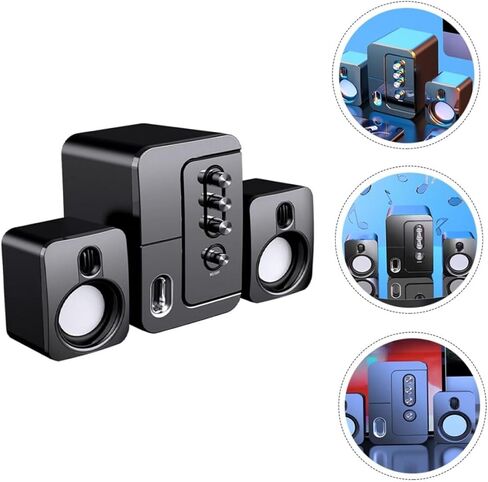 VALICLUD USB كمبيوتر محمول سطح المكتب مكبرات الصوت ثلاثية الأبعاد الصوت المحيطي باس مكبر الصوت صندوق أسود للاستخدام المنزلي والمكاتب in Kuwait
