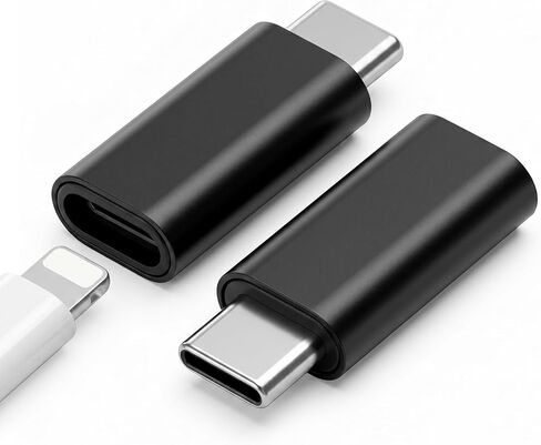 قطعتان من محول Micro Lightning أنثى إلى USB من النوع C باللون الأسود، شحن سريع 27 وات ونقل بيانات بسرعة 480 ميجابت في الثانية، سبائك ألومنيوم فضية، محول متعدد الوظائف لأجهزة iPhone/iPad، Android (وليس الصوت/OTG) in Kuwait