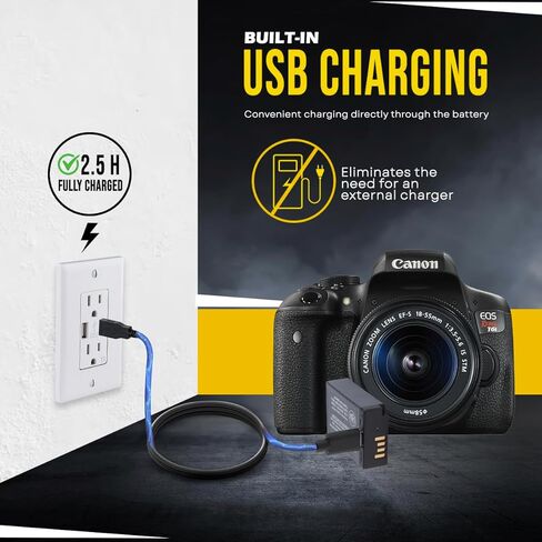 بطارية BM Premium LP-E17 مع شحن مدمج لكاميرا Canon EOS R8، EOS R10، EOS R50، EOS R100، EOS RP، EOS M3، EOS M5، EOS M6، EOS M6 II، SL2، SL3، T6i، T6s، T7i، T8i، EOS 750D، EOS 760D كاميرا 1 حزمة in Kuwait
