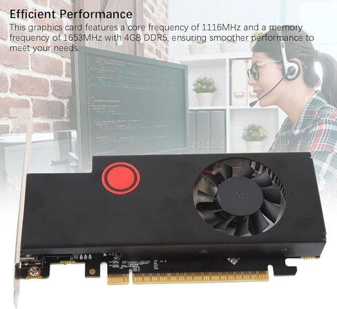 Graphics Card, 4GB DDR5 128 Bit 1116MHz 1653MHz PCI Express 2.0 16X Video Card for Desktop Computer, with HD Multimedia Interface and DisplayPort in Kuwait