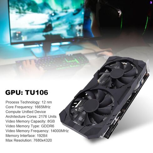 RTX 2060 Graphics Card, 6GB GDDR6 192 Bit Gaming Video Card with Dual Cooling Fans, for 1080p 2K AAA Deep Learning Super Sampling in Kuwait