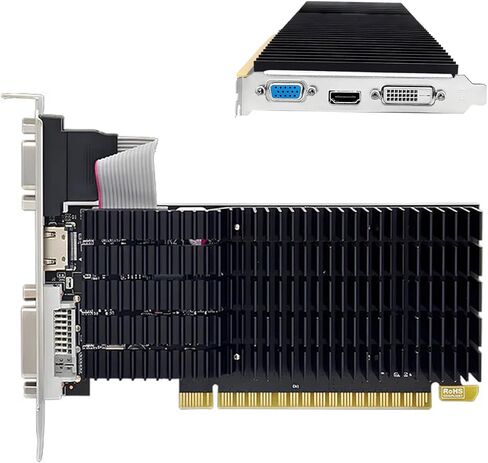 R5230 2G DDR3 Low Profile Graphics Card, 64 Bit PC Video Card with Single Fan Cooling, DVI VGA for 7 8 10 Multi Display in Kuwait