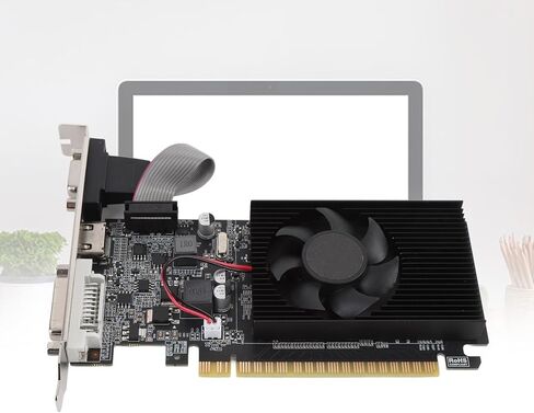 بطاقة رسومات، 1 جيجا DDR3 64 بت 500 ميجا هرتز كور 589 ميجا هرتز، بطاقة فيديو PCI Express 2.0 x16 مع واجهة وسائط متعددة عالية الدقة VGA DVI، لألعاب الكمبيوتر والعمل in Kuwait