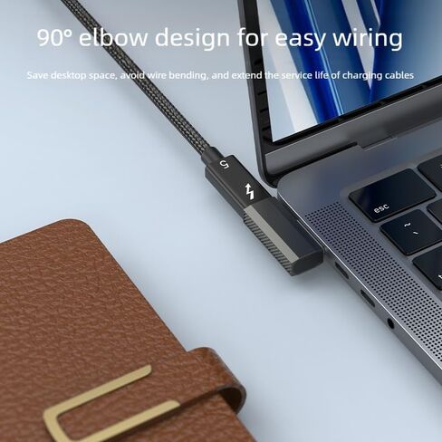 140W USB-C to Magnetic 3 Adapter, PD3.1 Fast Charging 90° Side Bend Gray Zinc Alloy Converter Type-C to Mags 3 for Pro 16"/14" (2025-2021) Air 15"/13" (2025-2022), M1/M2/M3//M4/M5 Series in Kuwait