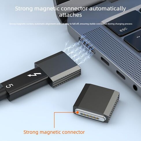 140W USB-C to Magnetic 3 Adapter, PD3.1 Fast Charging 90° Side Bend Gray Zinc Alloy Converter Type-C to Mags 3 for Pro 16"/14" (2025-2021) Air 15"/13" (2025-2022), M1/M2/M3//M4/M5 Series in Kuwait