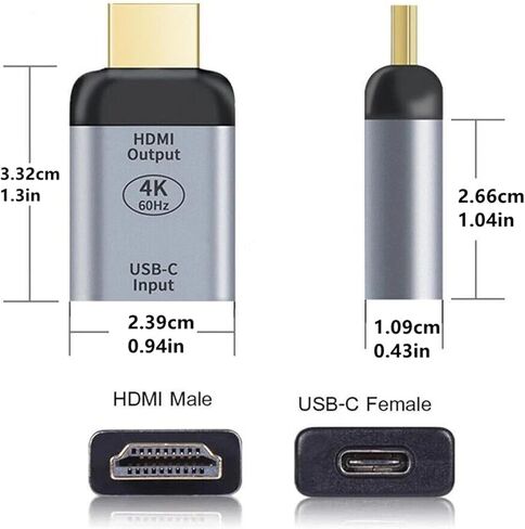 USB Type-C Female (Source) to HDMI Male (Display) Converter Adapter 4K 60hz for Monitor Tablet & Phone in Kuwait